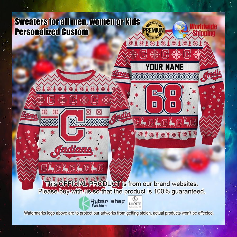 mlb cleveland indians personalized christmas sweater 1 877