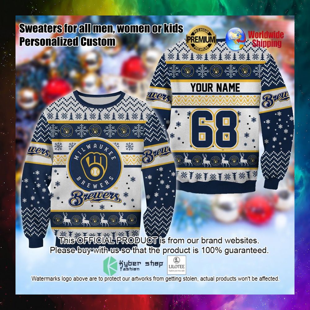 mlb milwaukee brewers personalized christmas sweater 1 353