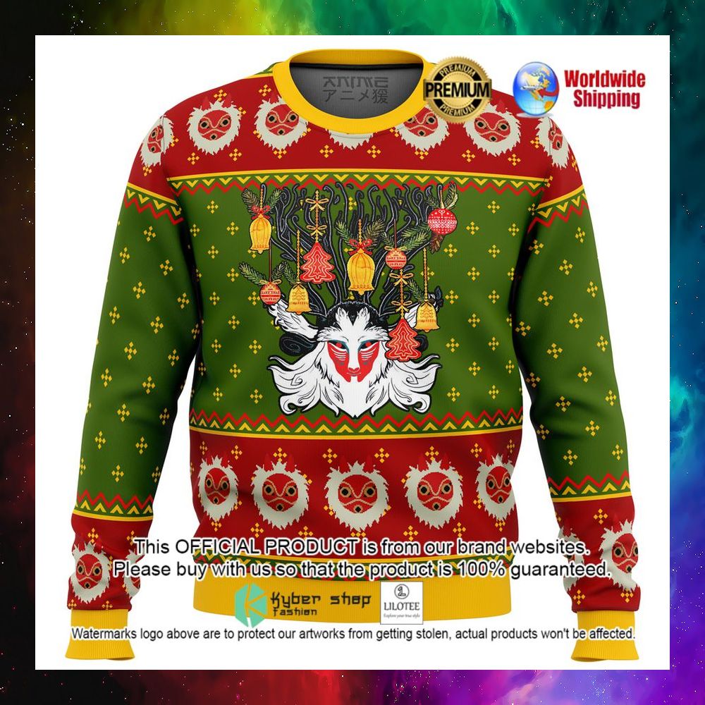 mononoke hime anime christmas sweater 1 561