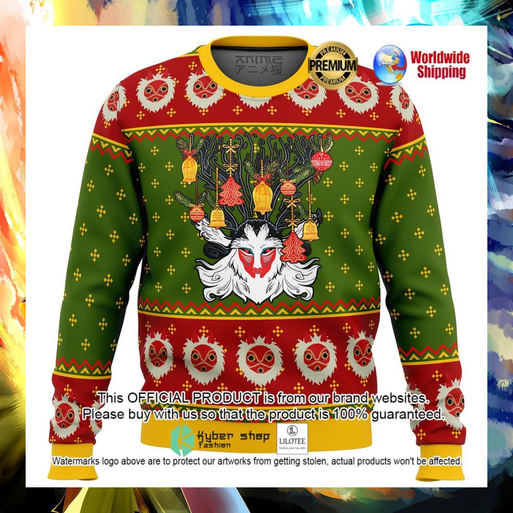 mononoke hime anime christmas sweater 1 873