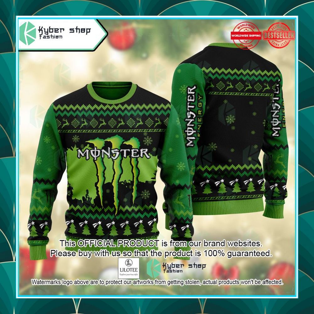 monster energy logo green sweater 1 466