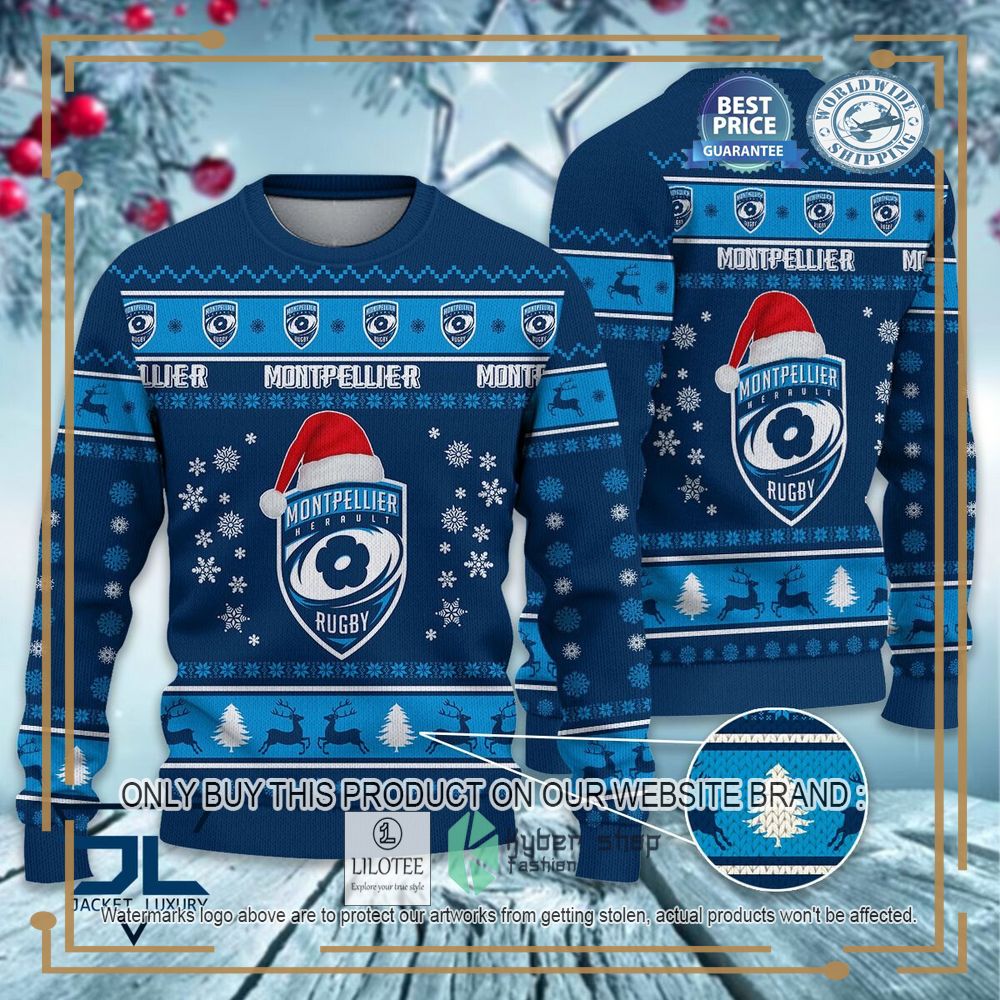 Montpellier Herault Rugby Ugly Christmas Sweater 7