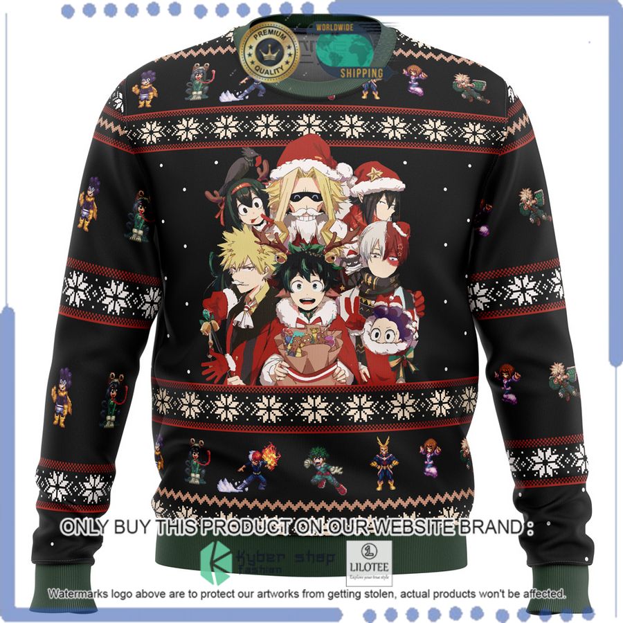 my hero academia boku no holiday anime christmas sweater 1 53857