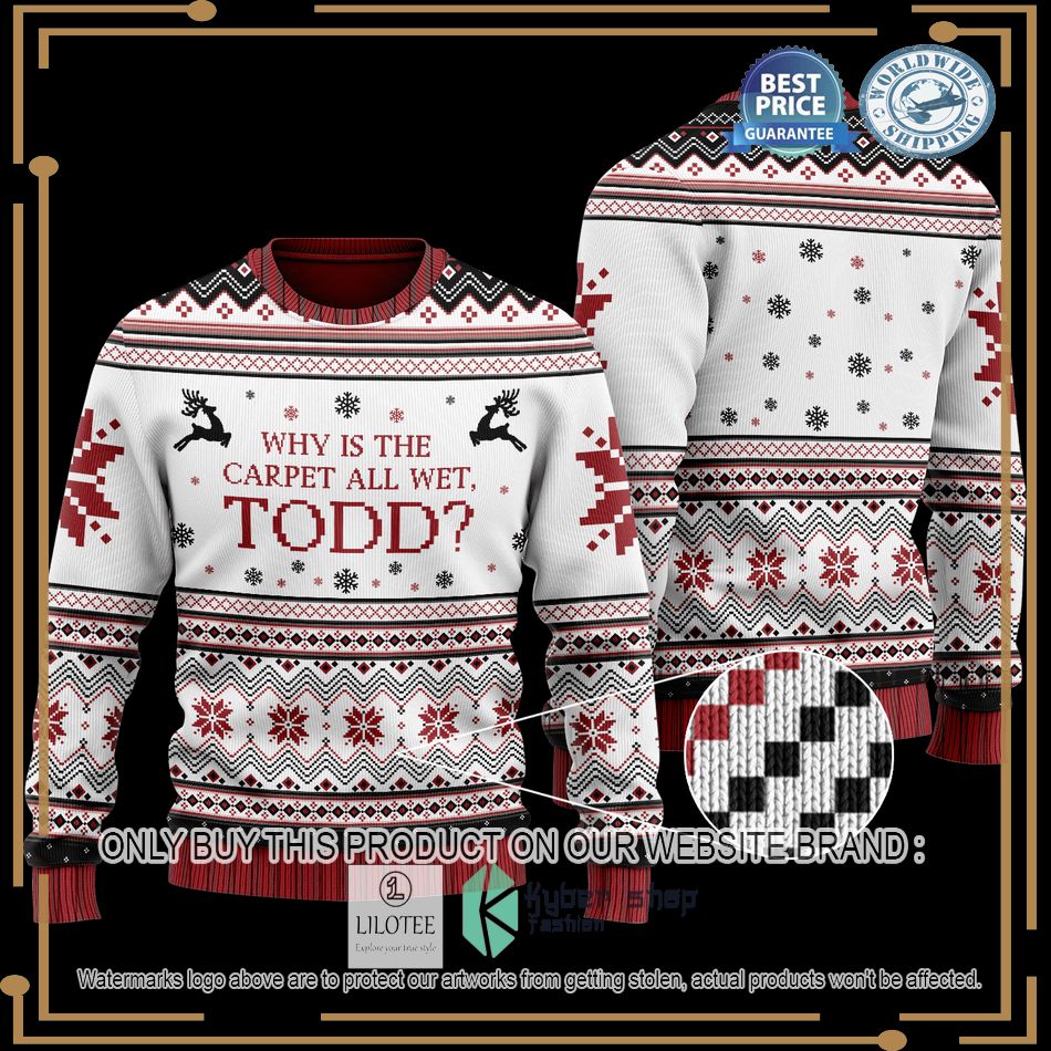 national lampoon why is the carpet all wet todd christmas sweater 1 15468