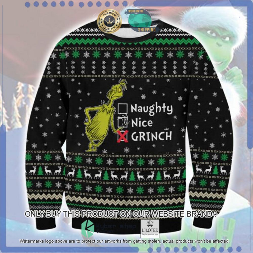 Naughty Nice Grinch Ugly Christmas Sweater - LIMITED EDITION 8