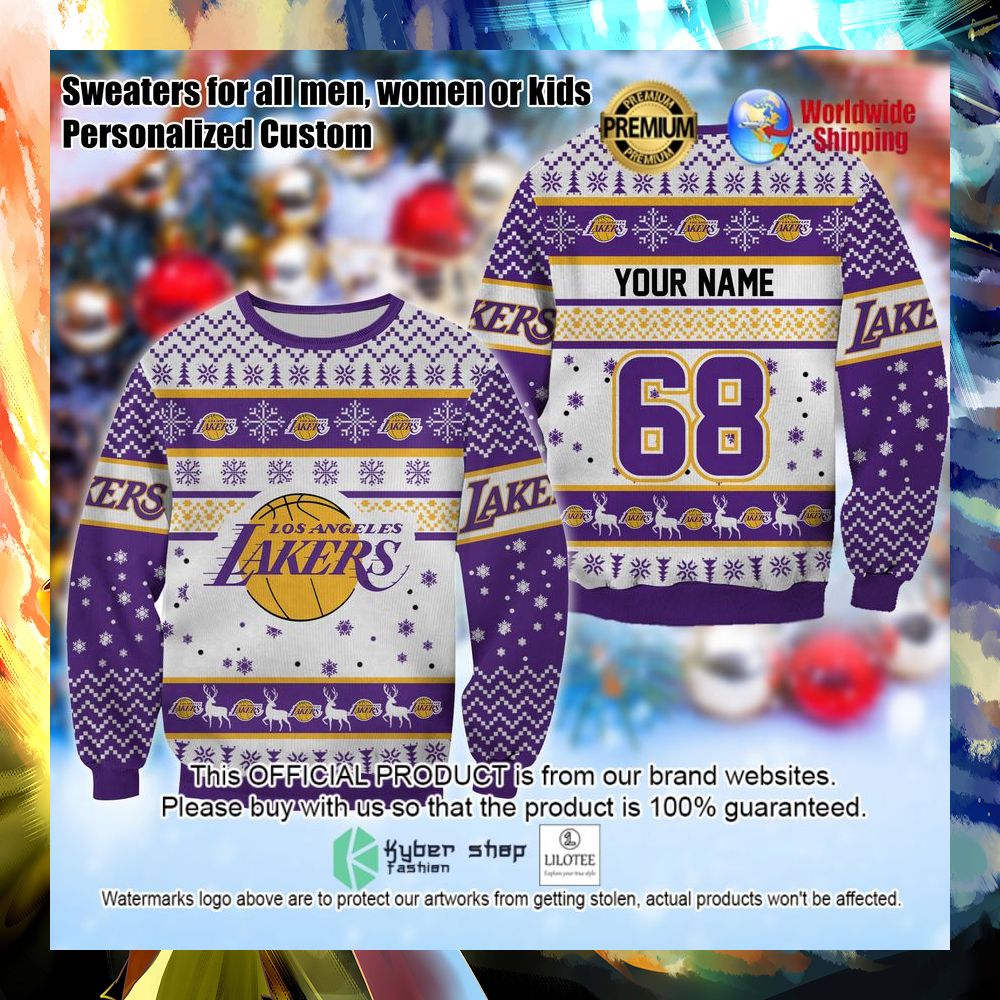 nba los angeles lakers personalized christmas sweaters 1 466