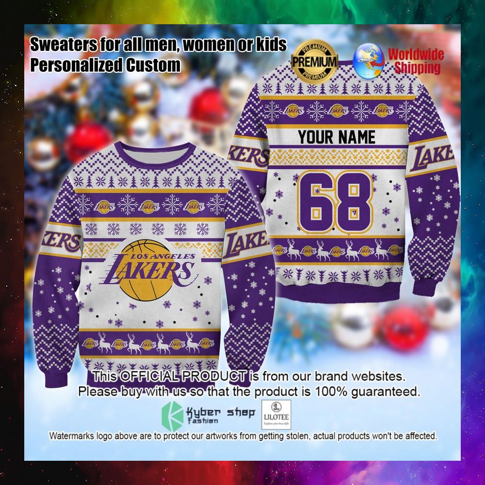 nba los angeles lakers personalized christmas sweaters 1 474