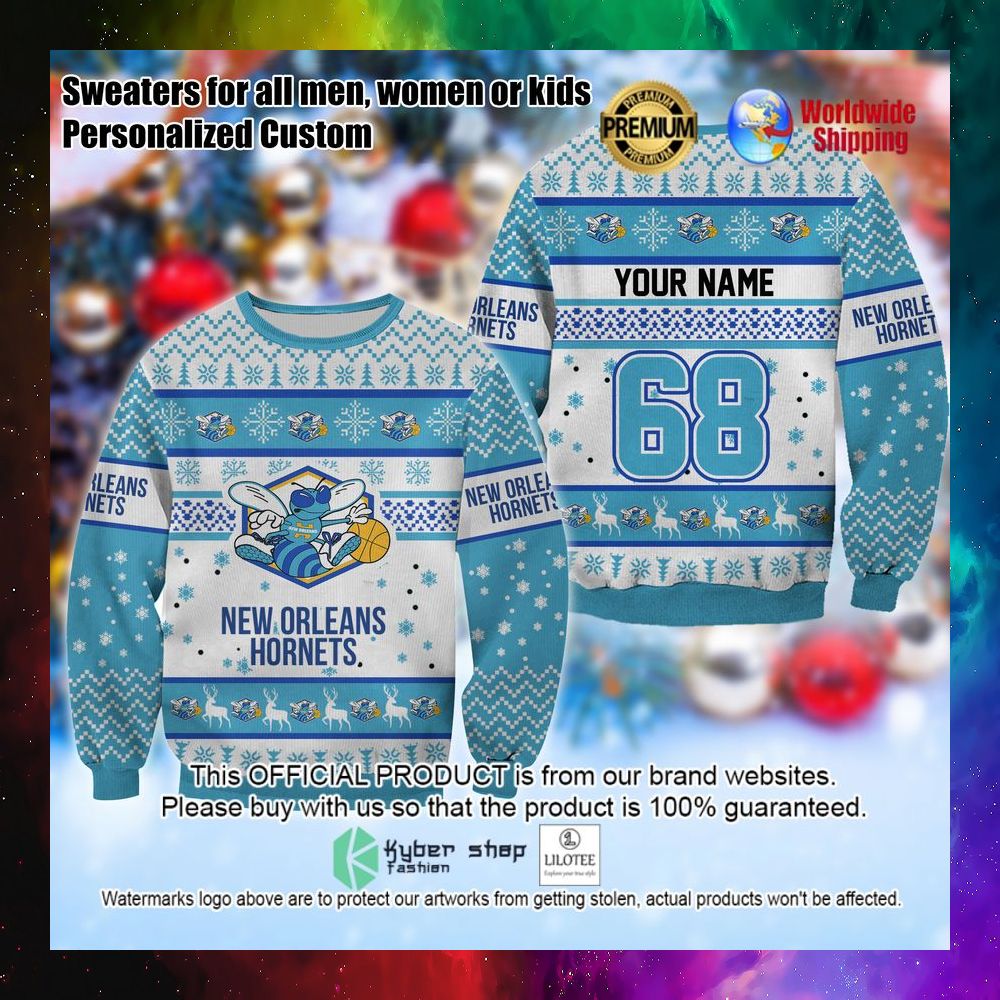 nba new orleans hornets personalized christmas sweater 1 382