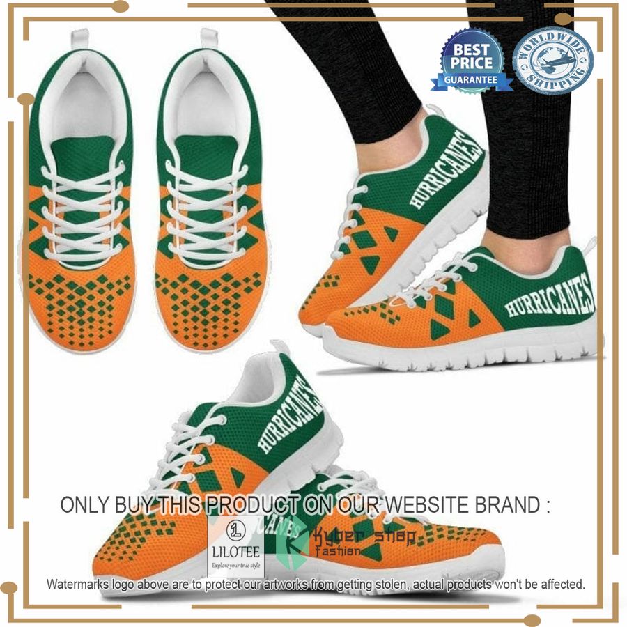 NCAA Miami Hurricanes orange green Sneaker Shoes - LIMITED EDITION 5