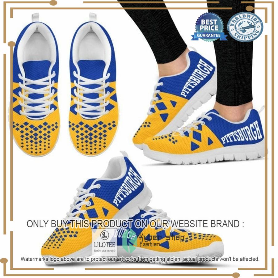 NCAA Pittsburgh Panthers yellow blue Sneaker Shoes - LIMITED EDITION 3