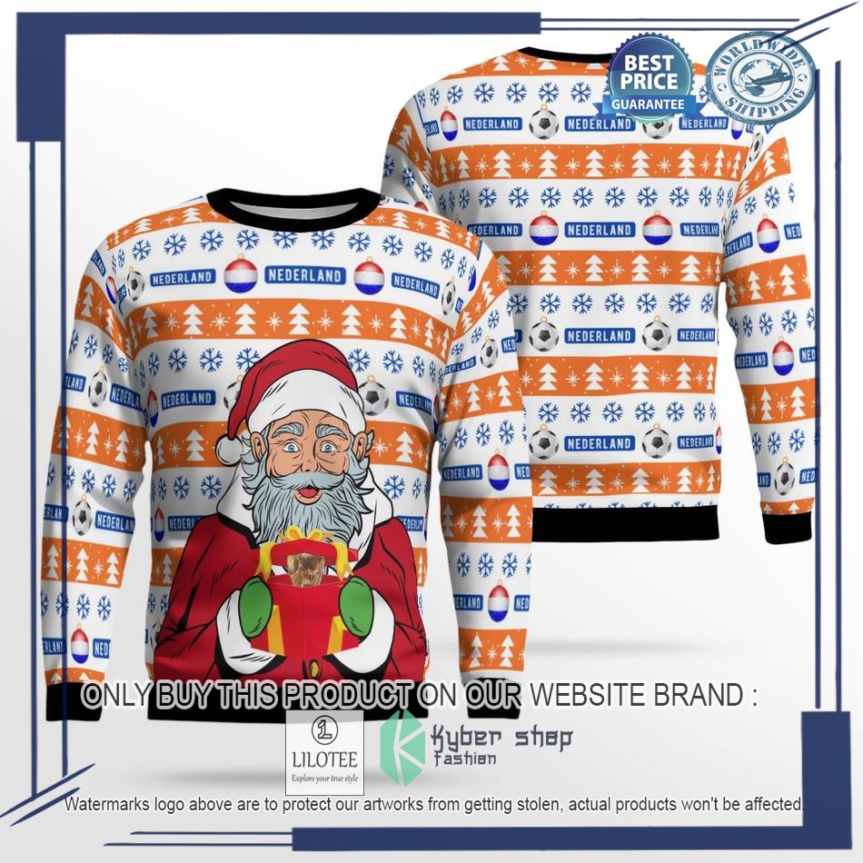 netherlands football santa claus gift ugly christmas sweater 1 62280