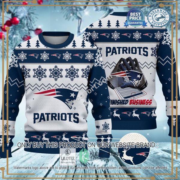 new england patriots finished business christmas sweater 1 55112