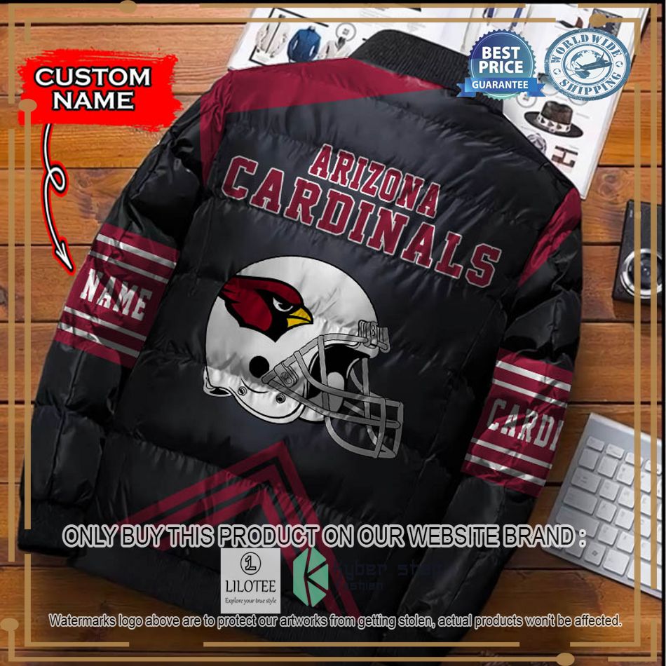 nfl arizona cardinals helmet custom name down jacket 2 3885
