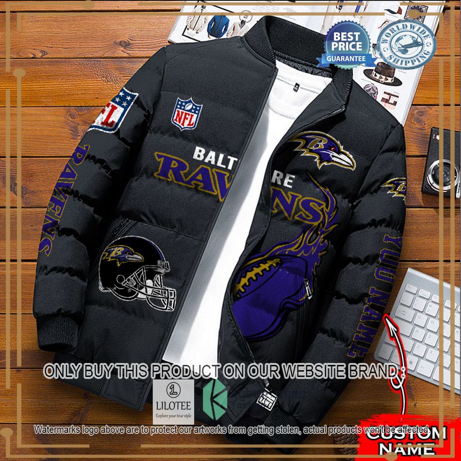 nfl baltimore ravens logo helmet custom name down jacket 1 848
