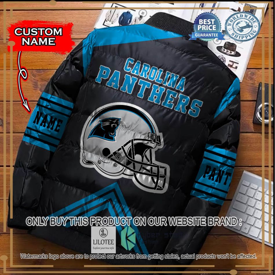 nfl carolina panthers helmet custom name down jacket 2 63400