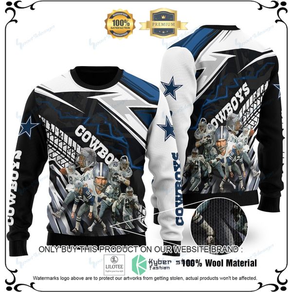 nfl dallas cowboys black white blue woolen knitted sweater 1 6796