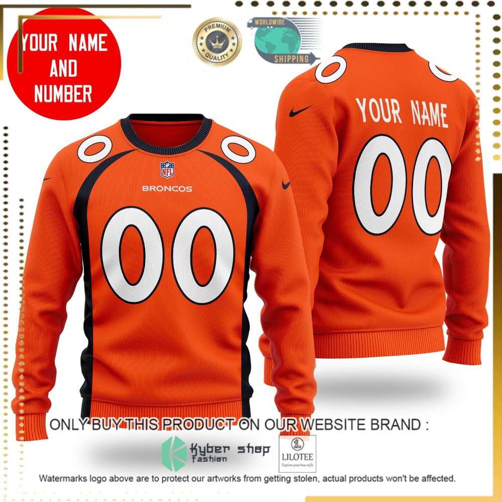 NFL Denver Broncos Personalized Orange Wool Sweater - LIMITED EDITION 4 nfl denver broncos personalized orange wool sweater 1 2006