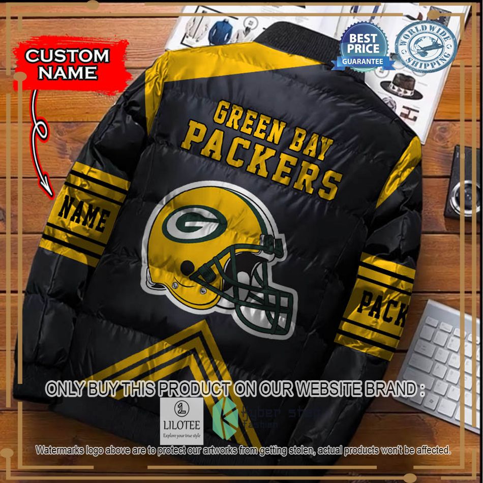 nfl green bay packers helmet custom name down jacket 2 78553