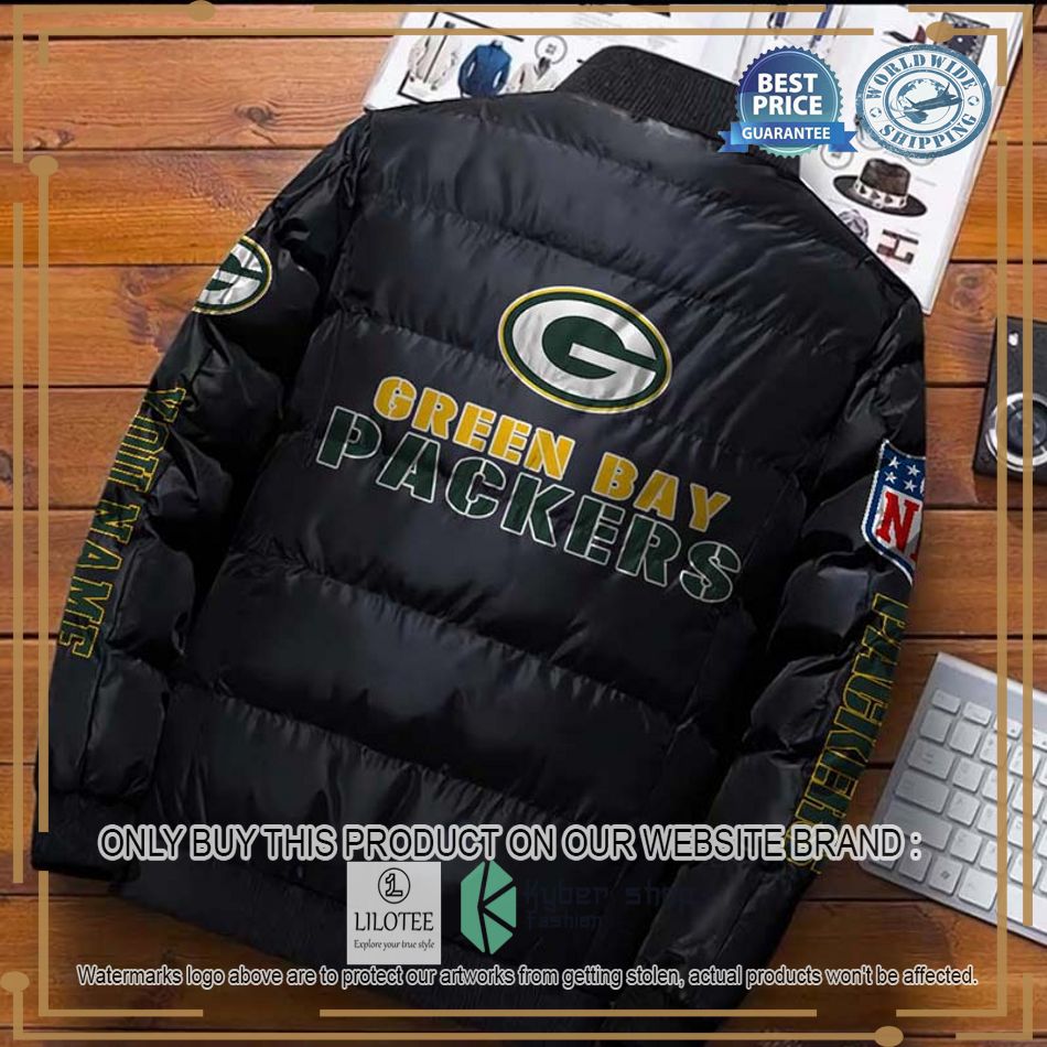 nfl green bay packers logo helmet custom name down jacket 2 54362