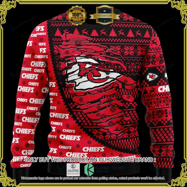 nfl kansas city chiefs pattern personalized woolen knitted sweater 1 62480