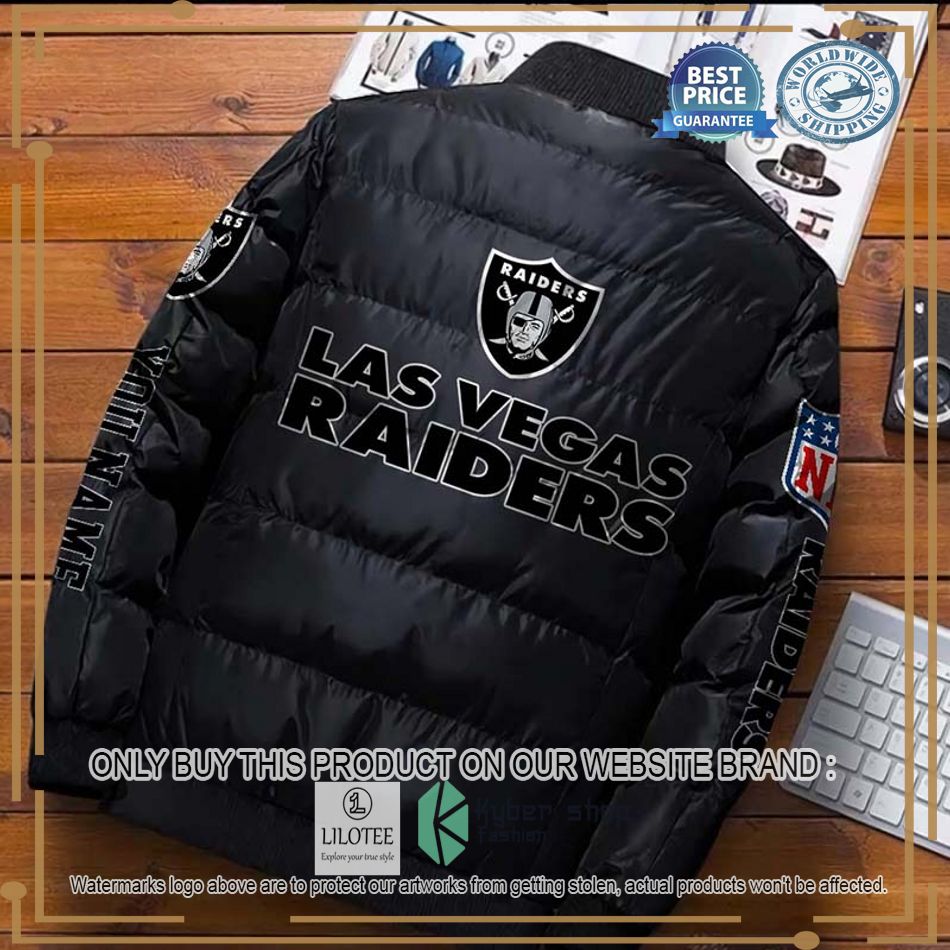 nfl las vegas raiders logo helmet custom name down jacket 2 26143