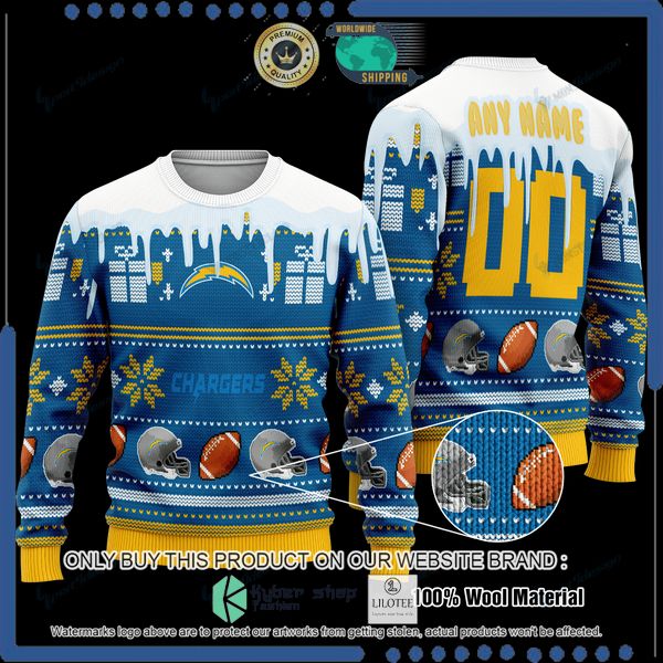 nfl los angeles chargers personalized woolen knitted sweater 1 17343