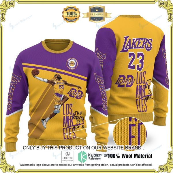 nfl los angeles lakers lebron james woolen knitted sweater 1 28433