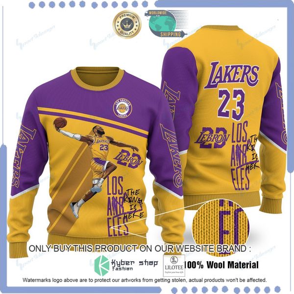 nfl los angeles lakers lebron james woolen knitted sweater 1 50951
