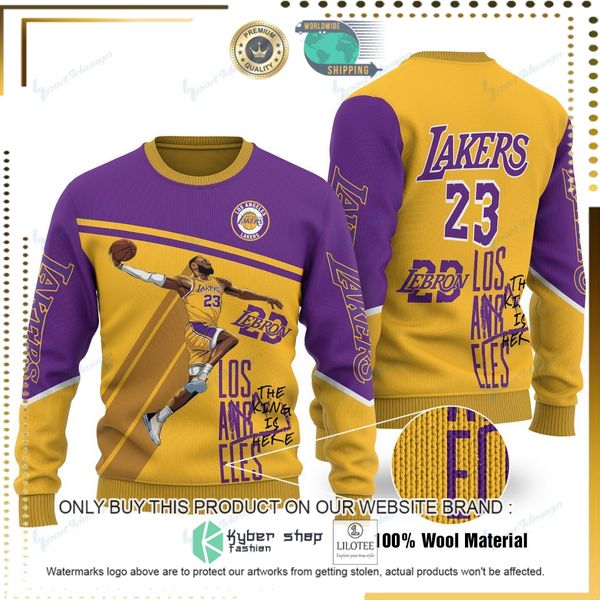 nfl los angeles lakers lebron james woolen knitted sweater 1 78951
