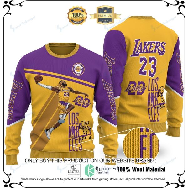 nfl los angeles lakers lebron james woolen knitted sweater 1 91880