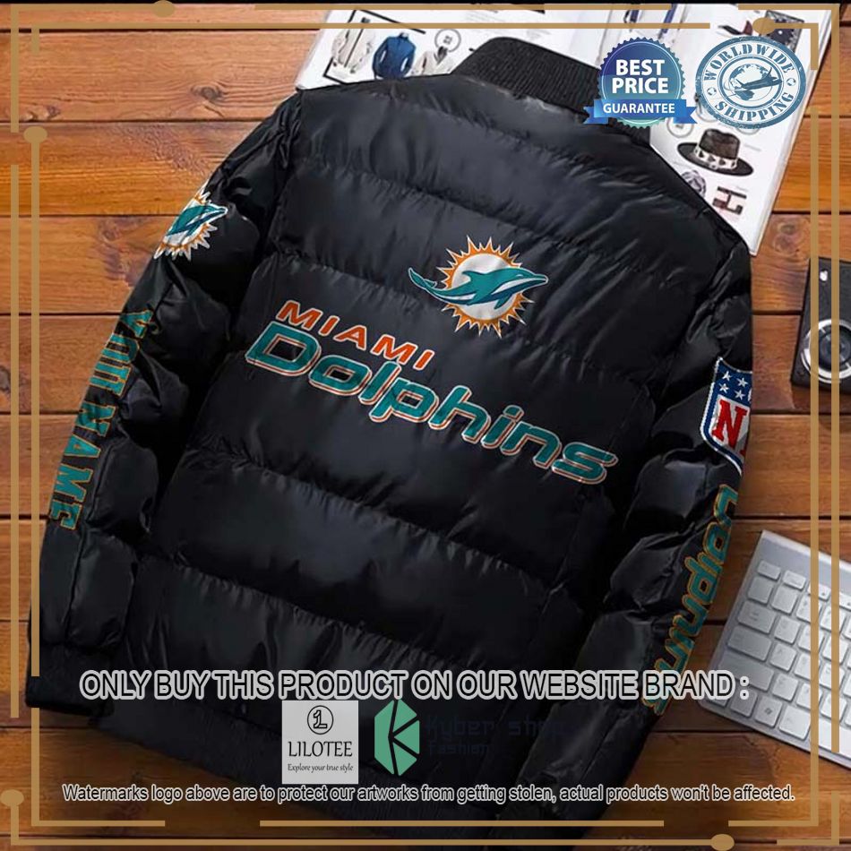 nfl miami dolphins logo helmet custom name down jacket 2 24921