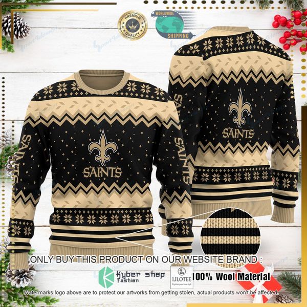 nfl new orleans saints black brown woolen knitted sweater 1 18310