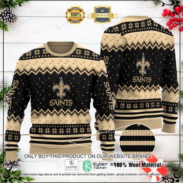 nfl new orleans saints black brown woolen knitted sweater 1 45405