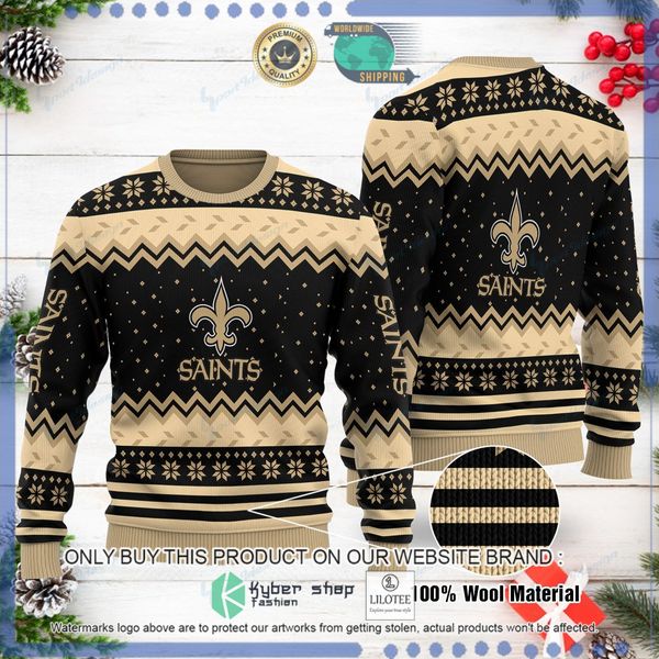 nfl new orleans saints black brown woolen knitted sweater 1 63123