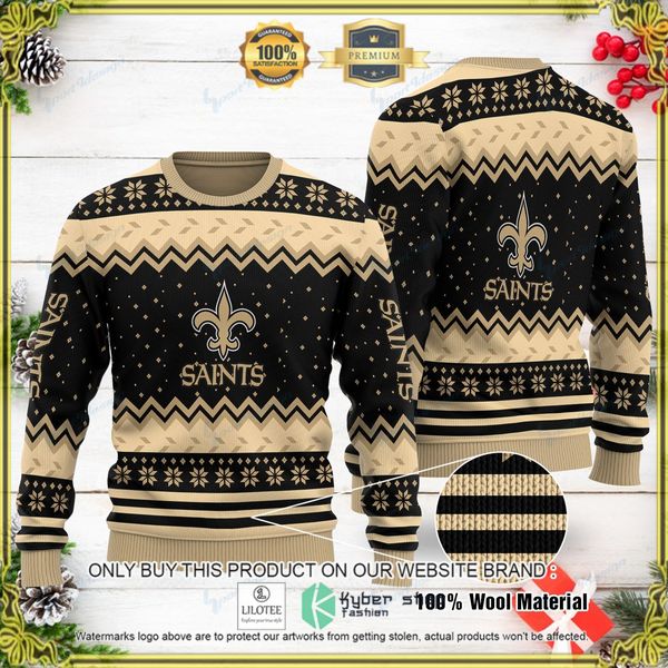 nfl new orleans saints black brown woolen knitted sweater 1 93944