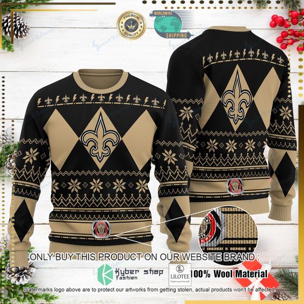 nfl new orleans saints brown black woolen knitted sweater 1 22779
