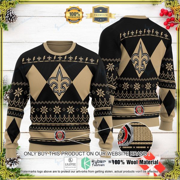nfl new orleans saints brown black woolen knitted sweater 1 41166