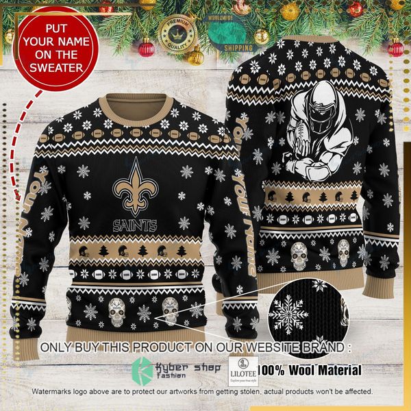 nfl new orleans saints custom name woolen knitted sweater 1 24804