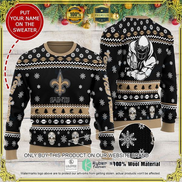 nfl new orleans saints custom name woolen knitted sweater 1 79507