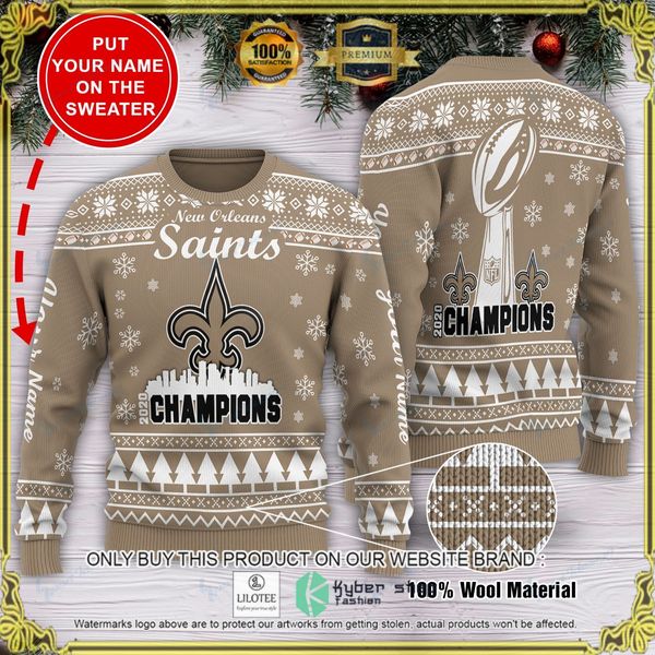 nfl new orleans saints team custom name woolen knitted sweater 1 38145
