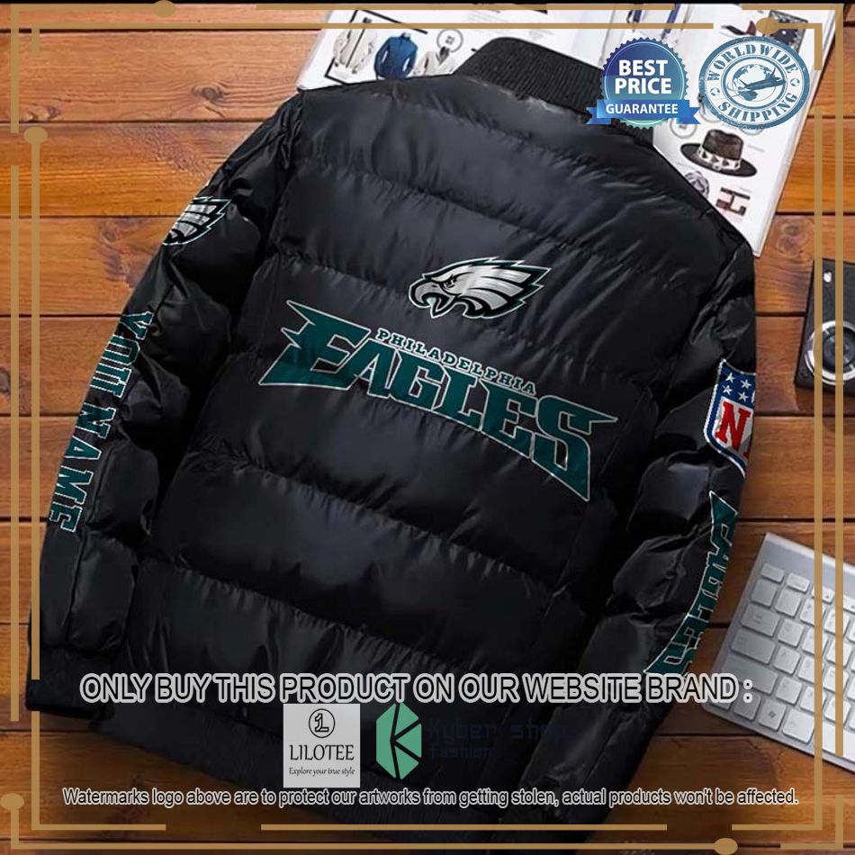 nfl philadelphia eagles logo helmet custom name down jacket 2 92836