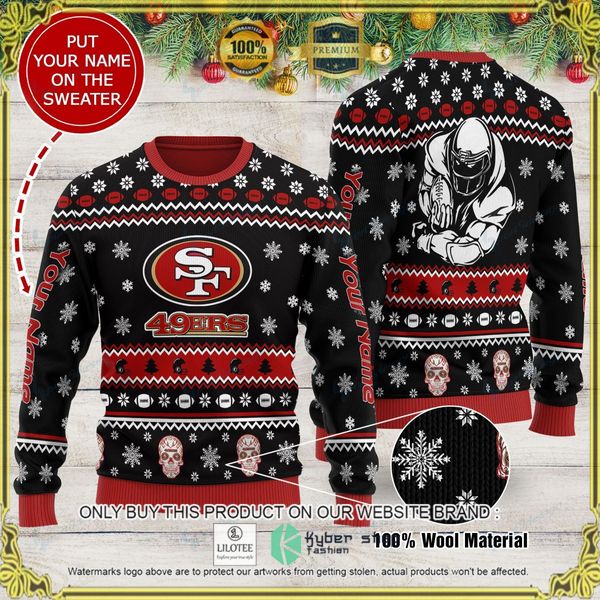 nfl san francisco 49ers custom name woolen knitted sweater 1 63829