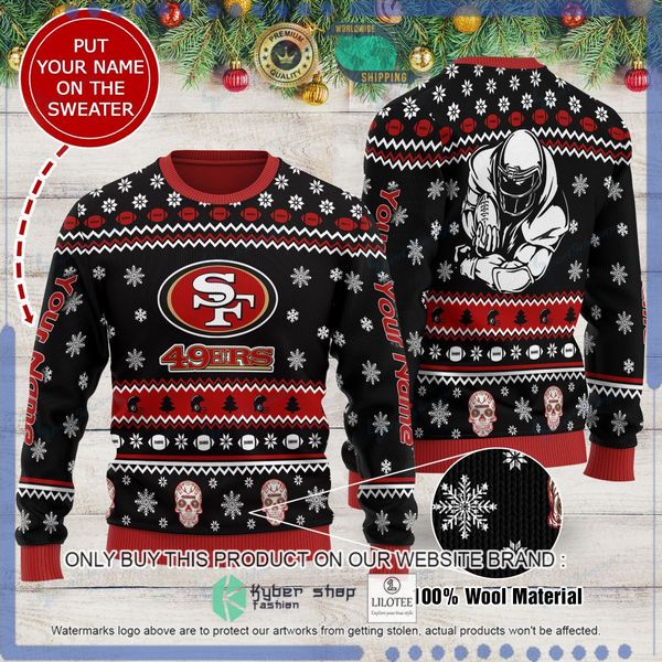 nfl san francisco 49ers custom name woolen knitted sweater 1 95950
