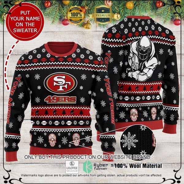 nfl san francisco 49ers custom name woolen knitted sweater 1 98768