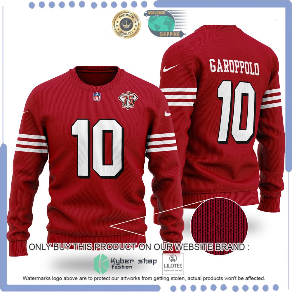 nfl san francisco 49ers jimmy garoppolo christmas sweater 1 92684