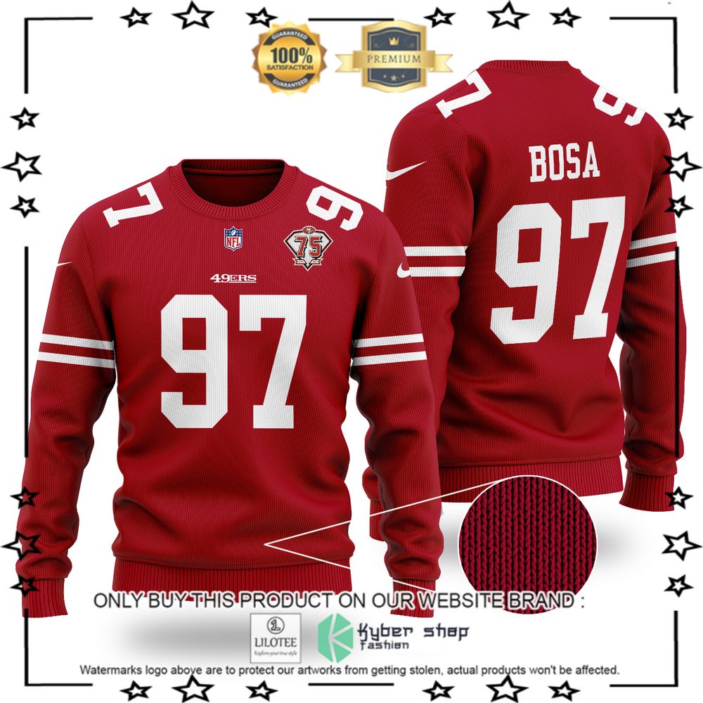 nfl san francisco 49ers nick bosa christmas sweater 1 29632
