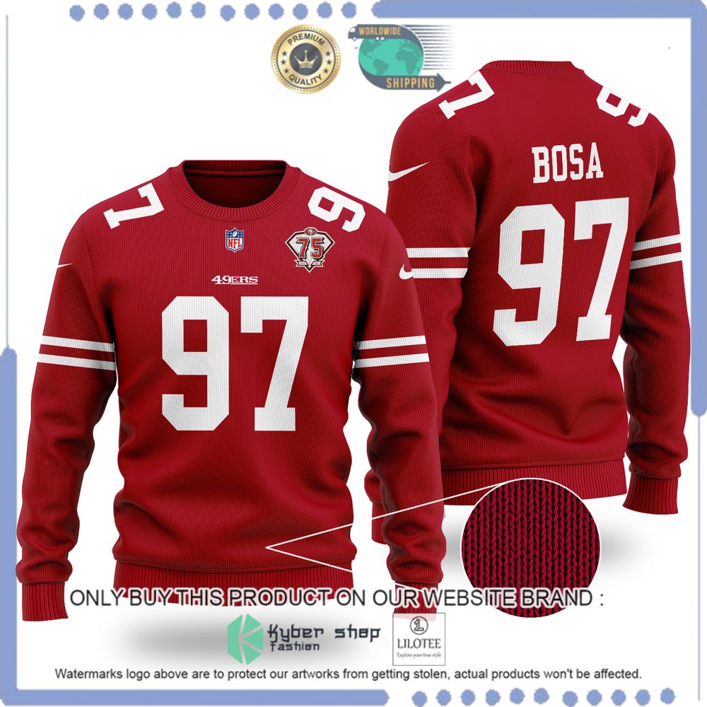 nfl san francisco 49ers nick bosa christmas sweater 1 98093