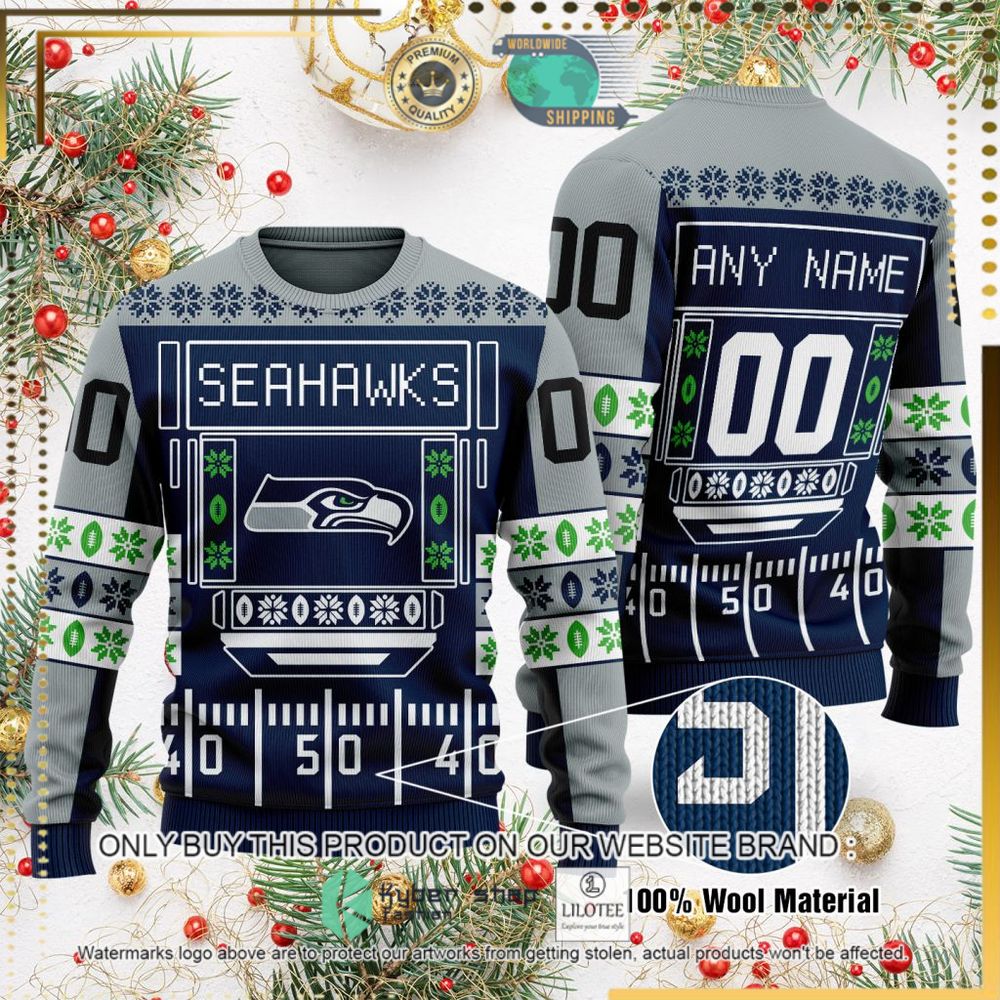 nfl seattle seahawks navy grey personalized ugly sweater 1 81253