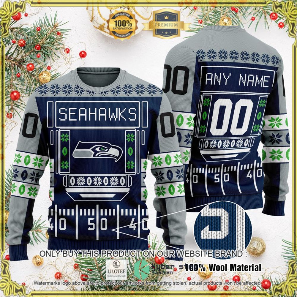 nfl seattle seahawks navy grey personalized ugly sweater 1 91642