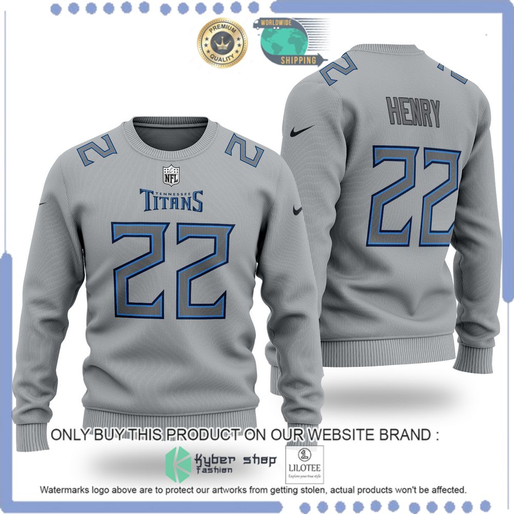 nfl tennessee titans derrick henry grey wool sweater 1 48606